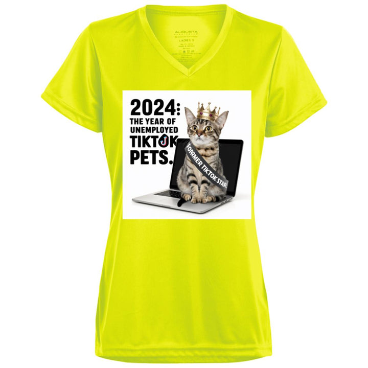 UNEMPLOYED TIKTOK PETS 1790 Ladies’ Moisture-Wicking V-Neck Tee